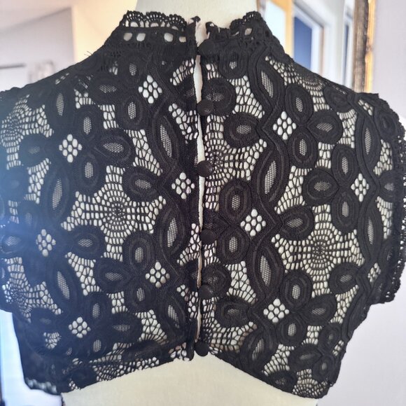 Nude Illusion Mini Dress | Black | Women | M | Open Button-Up Back - Picture 4 of 11